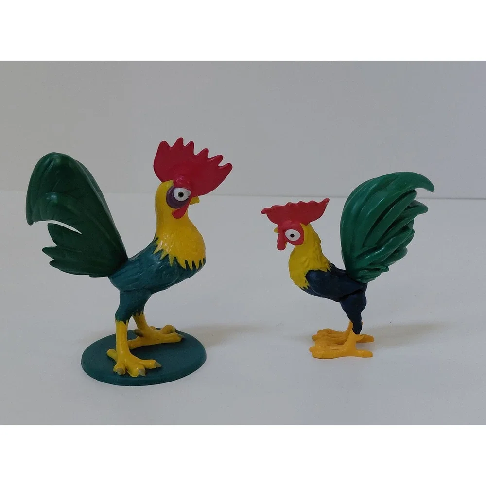 Disney Moana Hei Hei Rooster Figurine Set 3 Inch Plastic Toy Figures 2 Count VTG